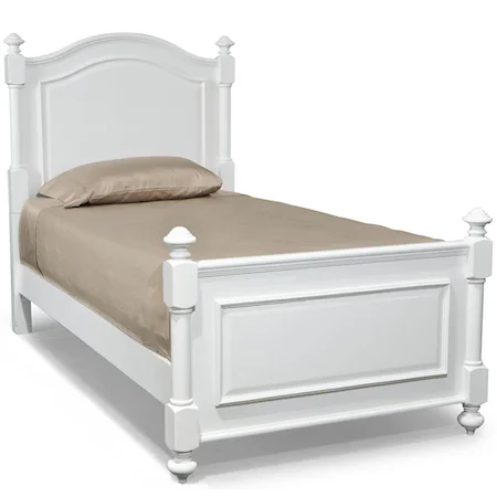 Twin Size Low Post Bed with Finial Caps and Bun Feet